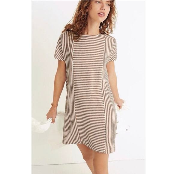 Madewell Stripe-Play Button-Back Tee Dress - Picture 2 of 9